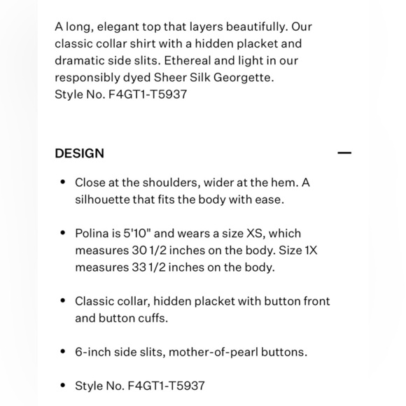 Eileen Fisher Sheer Silk Georgette Classic Collar Shirt, Dove, XS - Picture 4 of 9